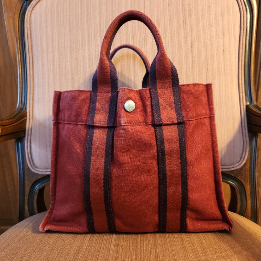 Hermès Vintage Fourre Tout Small Tote Bag Maroon Red